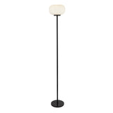 SEARCHLIGHT LUMINA Floor Lamp - Black Metal & Opal Ribbed Glass