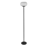 SEARCHLIGHT LUMINA Floor Lamp - Black Metal & Opal Ribbed Glass