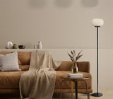 SEARCHLIGHT LUMINA Floor Lamp - Black Metal & Opal Ribbed Glass
