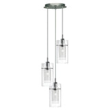 SEARCHLIGHT Duo I 3Lt Multi-Drop Pendant - Chrome Metal & Double Glass