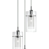 SEARCHLIGHT Duo I 3Lt Multi-Drop Pendant - Chrome Metal & Double Glass