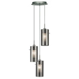 SEARCHLIGHT Duo II 3Lt Multi-Drop Pendant - Satin Silver & Smoked Glass