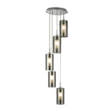 SEARCHLIGHT Duo I 5Lt Pendant - Satin Silver Metal & Smoked Glass
