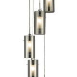 SEARCHLIGHT Duo I 5Lt Pendant - Satin Silver Metal & Smoked Glass
