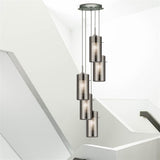 SEARCHLIGHT Duo I 5Lt Pendant - Satin Silver Metal & Smoked Glass