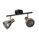 SEACHLIGHT WESTMINSTER 2Lt Spotlight - Black, Satin Brass Metal & Smoked Glass