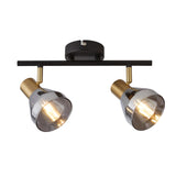 SEACHLIGHT WESTMINSTER 2Lt Spotlight - Black, Satin Brass Metal & Smoked Glass
