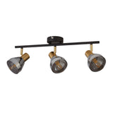 SEARCHLIGHT WESTMINSTER 3Lt Spotlight - Black, Satin Brass Metal & Smoked Glass