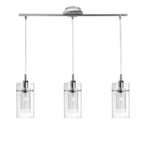 SEARCHLIGHT Duo I 3Lt Bar Pendant - Chrome Metal & Double Glass