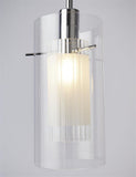 SEARCHLIGHT Duo I 3Lt Bar Pendant - Chrome Metal & Double Glass