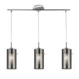SEARCHLIGHT Duo II 3Lt Bar Pendant - Satin Silver & Smoked Glass