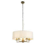 SEARCHLIGHT KNIGHTBRIDGE 5Lt Pendant - Antique Brass & White Linen Shade