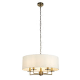 SEARCHLIGHT KNIGHTBRIDGE 5Lt Pendant - Antique Brass & White Linen Shade