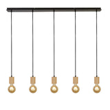 SEARCHLIGHT SPINNY 5LT BAR PENDANT - WOOD & MATT BLACK METAL