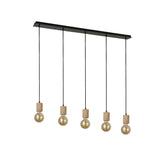 SEARCHLIGHT SPINNY 5LT BAR PENDANT - WOOD & MATT BLACK METAL