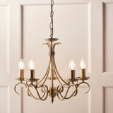 ENDON Bernice 5lt Pendant - Antique Brass