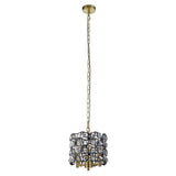 SEARCHLIGHT IRIS 2Lt Pendant Black Metal, Satin Brass & Crystal