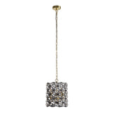 SEARCHLIGHT IRIS 2Lt Pendant Black Metal, Satin Brass & Crystal
