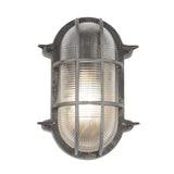 SEARCHLIGHT BULKHEAD Outdoor Wall/ Ceiling Light - Black Silver Aluminium & Clear Holophane Style Glass