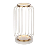 SEARCHLIGHT Lux & Belle LED Table Lamp - White & Satin Brass Metal