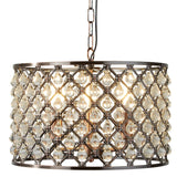 SEARCHLIGHT Marquise 3Lt Drum Pendant - Antique Copper Metal Lamp & Glass