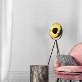 SEARCHLIGHT BLINK Tripod Floor Lamp - Matt Black Metal & Gold