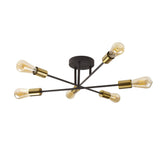 SEARCHLIGHT ARMSTRONG 6LT SEMI-FLUSH - BLACK & SATIN BRASS METAL