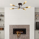 SEARCHLIGHT ARMSTRONG 6LT SEMI-FLUSH - BLACK & SATIN BRASS METAL