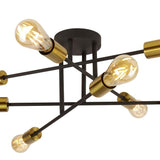 SEARCHLIGHT ARMSTRONG 8LT SEMI-FLUSH - BLACK & SATIN BRASS METAL
