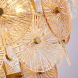 SEARCHLIGHT Wagon Wheel 9Lt Pendant - Bronze Metal, Clear & Amber Glass