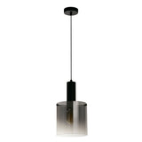 SEARCHLIGHT Sweden Pendant - Matt Black Metal & Smoked Ombre Glass
