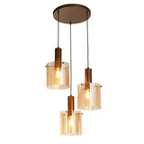 SEARCHLIGHT Sweden 3Lt Multi-Drop Pendant - Mocha Metal & Amber Glass
