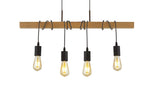 SEARCHLIGHT WOODY 4LT BAR PENDANT - NATURAL WOOD & BLACK METAL