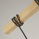 SEARCHLIGHT WOODY 4LT BAR PENDANT - NATURAL WOOD & BLACK METAL