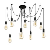 SEARCHLIGHT SQUIGGLE 9LT PENDANT - BLACK METAL & CABLES