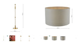 Dar Lighting - Sylvester Floor Lamp & Pyramid 40cm Grey Linen Drum Shade