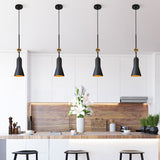 ELSTEAD Lighting 1lt Small Pendant - Matte Black and Gold Leaf
