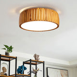 QUINTIESSE LIGHTING Barrel LED Flush Mount - Teak Veneer
