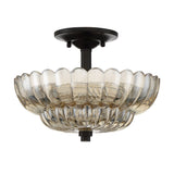 ELSTEAD Lighting Whitecap 3 lt Semi Flush Medium - Tinted Amber Glass with Mottled Cocoa Brown
