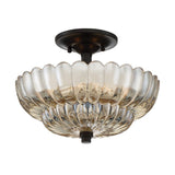 ELSTEAD Lighting Whitecap 3 lt Semi Flush Medium - Tinted Amber Glass with Mottled Cocoa Brown
