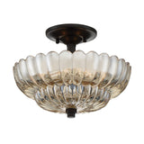 ELSTEAD Lighting Whitecap 3 lt Semi Flush Medium - Tinted Amber Glass with Mottled Cocoa Brown