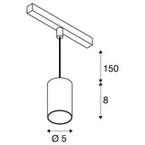 SLV NUMINOS® XS 48V pendant light, pendant length 150 cm, 4000 K, 40°, DALI 2, matt black / matt white