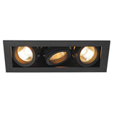 SLV KADUX 3 recessed fitting, triple-headed, QPAR51, rectangular, matt black, max. 150 W, incl. clip springs