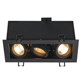 SLV KADUX 3 recessed fitting, triple-headed, QPAR51, rectangular, matt black, max. 150 W, incl. clip springs