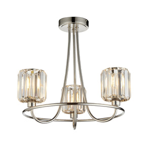 ENDON Berenice 3Lt Semi Flush - Bright Nickel