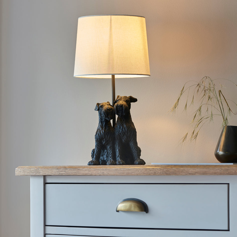 Schnauzer Dog Table Lamp - Matt Black