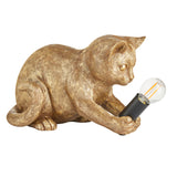 Kitten Table Lamp - Vintage Resin Figurine in Gold or Black