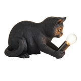 Kitten Table Lamp - Vintage Resin Figurine in Gold or Black