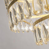 Searchlight - Lux & Belle 9LT Pendant - Satin Brass with Metal & Clear Pear Drop Crystals