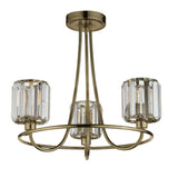 ENDON Berenice 3Lt Semi Flush - Antique Brass